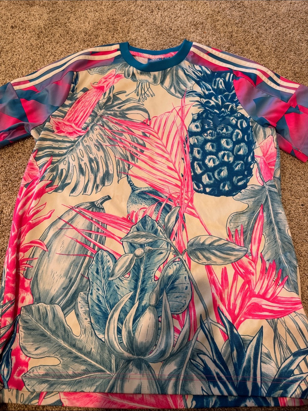 adidas Blue & Pink Tropical Pineapple Graphic Tee